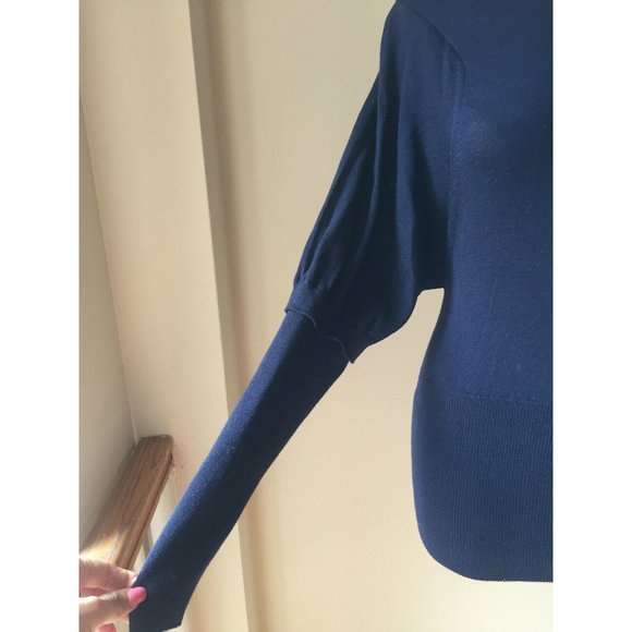 Fendi Women's Sweater Long Sleeve Crew Neck Stretch Authentic Dark Blue Size S - Picture 2 of 6